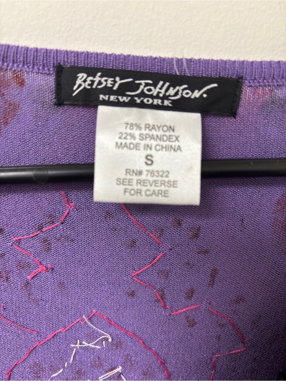 Betsey Johnson Black Slip Dress with Pink & Purple Lace Accent - Picture 2 of 16
